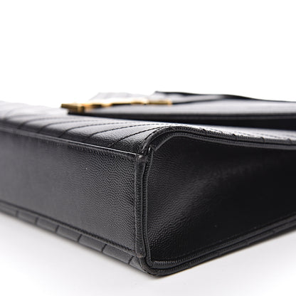 Saint Laurent Grain De Poudre Matelasse Chevron Large Monogram Satchel Black 17 of 20