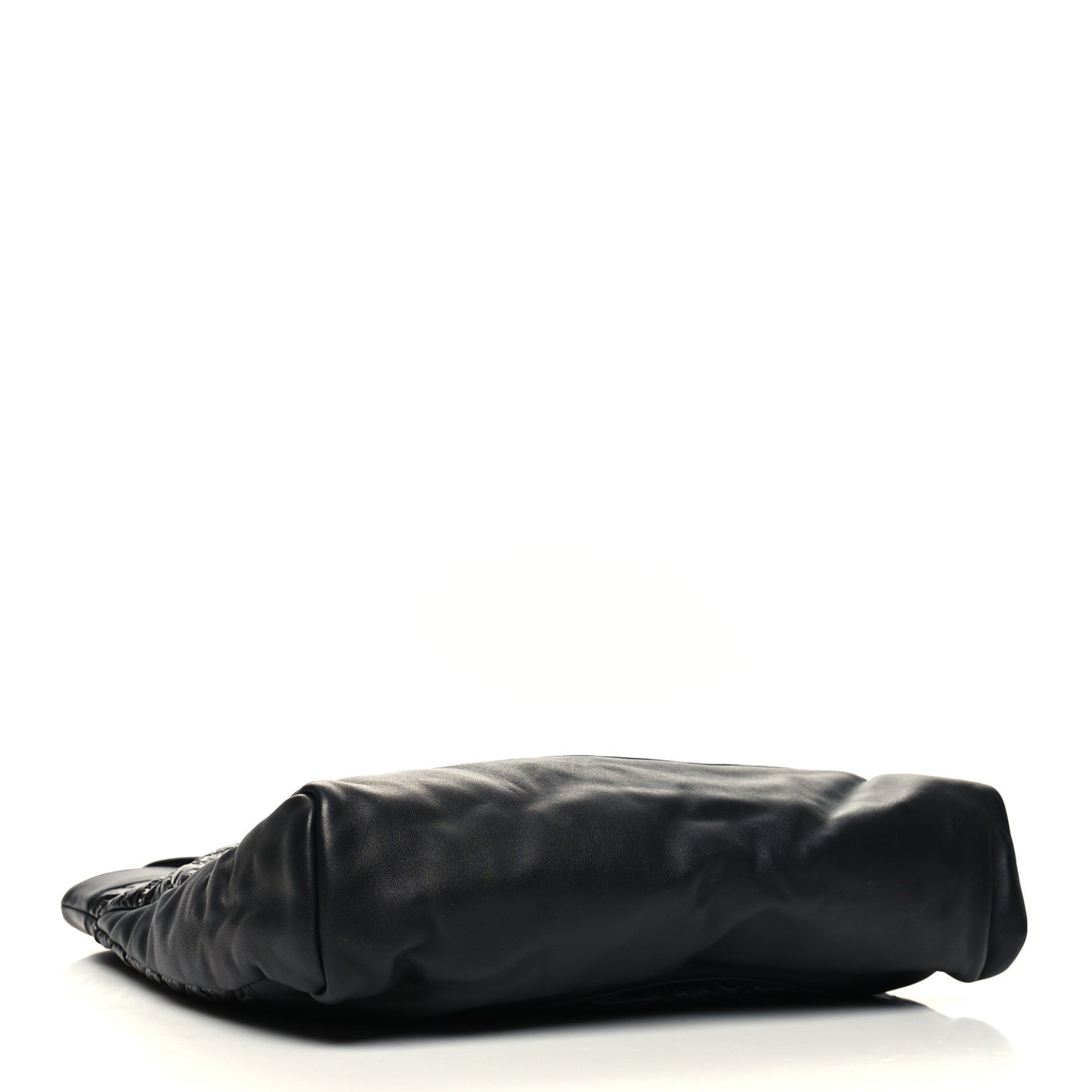 Crumpled Calfskin Quilted 31 Large Shopping Bag Black