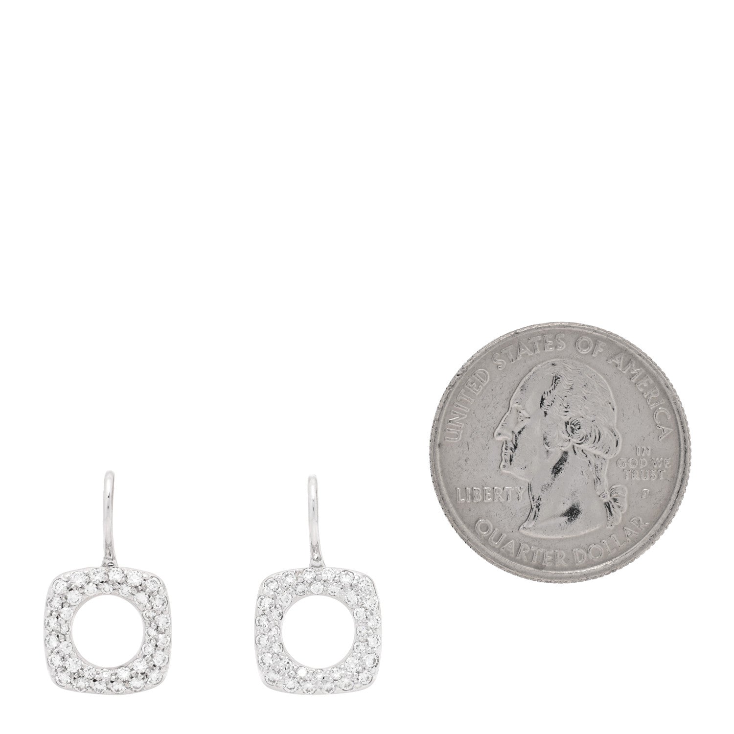 Tiffany 18K White Gold Diamond Cushion Drop Earrings 2 of 4