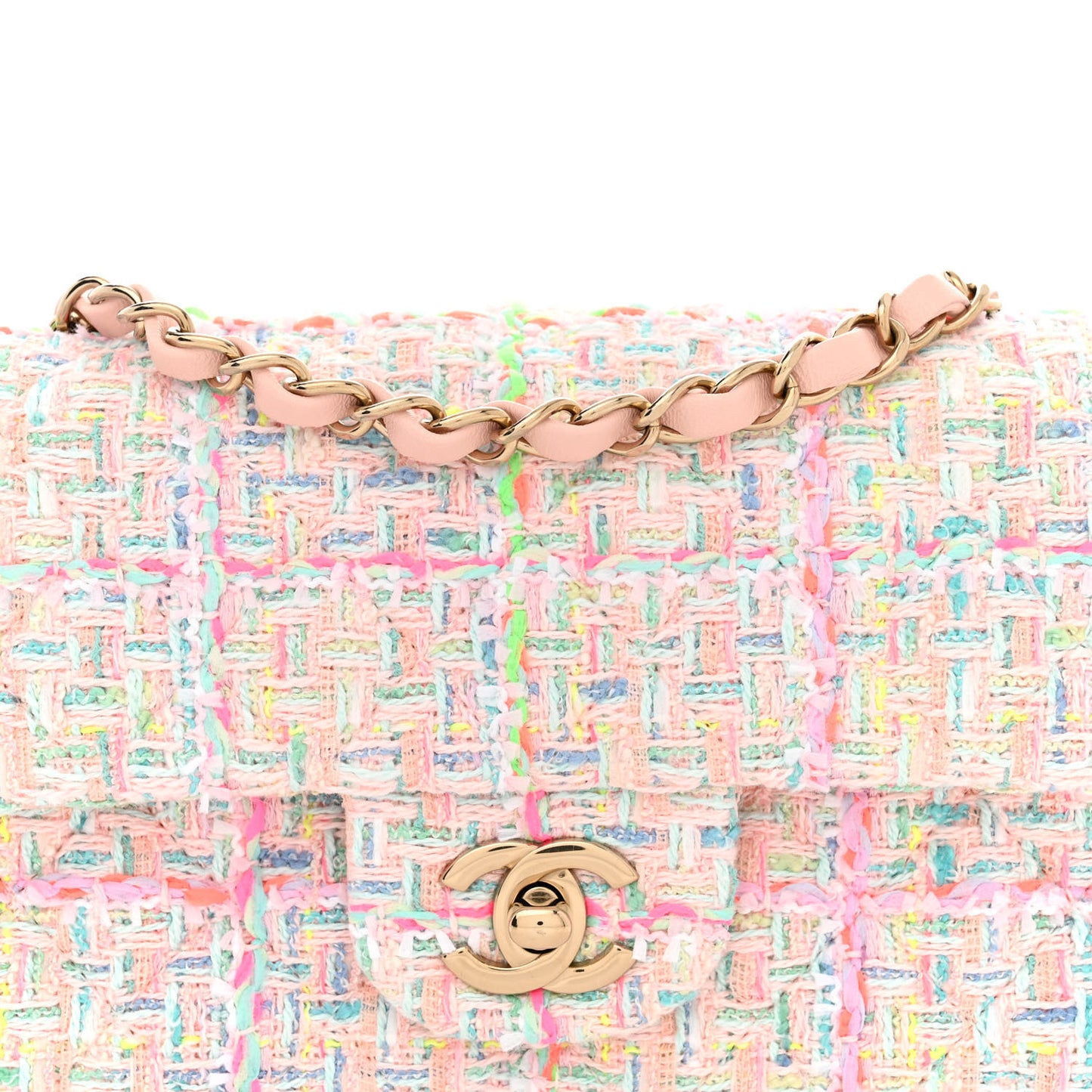 Tweed Quilted Mini Rectangular Flap Pink Green Orange Purple