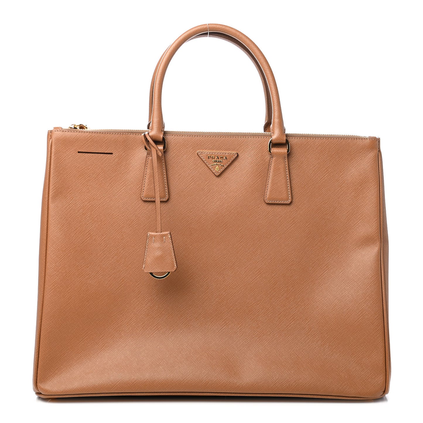 Saffiano Lux Extra Large Galleria Double Zip Tote Caramel
