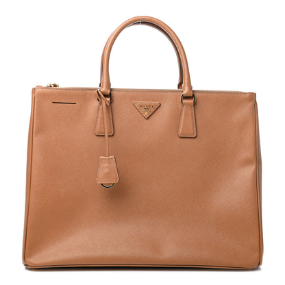Prada Saffiano Lux Extra Large Galleria Double Zip Tote Caramel 1 of 8