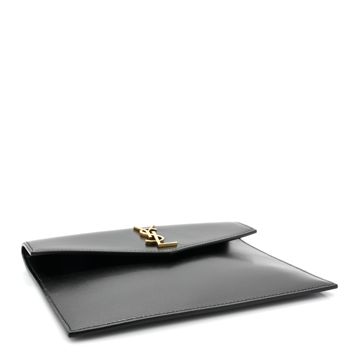 Smooth Shiny Calfskin Monogram Uptown Baby Pouch Black