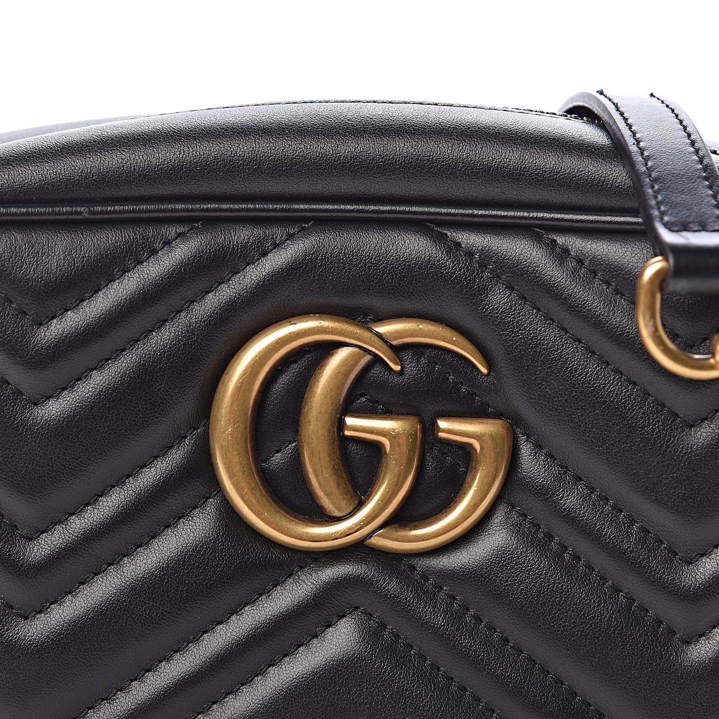 Calfskin Matelasse Small GG Marmont Chain Shoulder Bag Black
