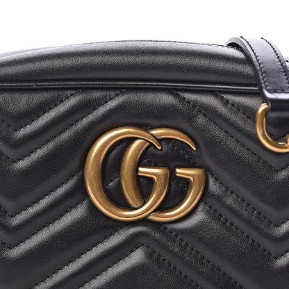 Gucci Calfskin Matelasse Small GG Marmont Chain Shoulder Bag Black 8 of 12