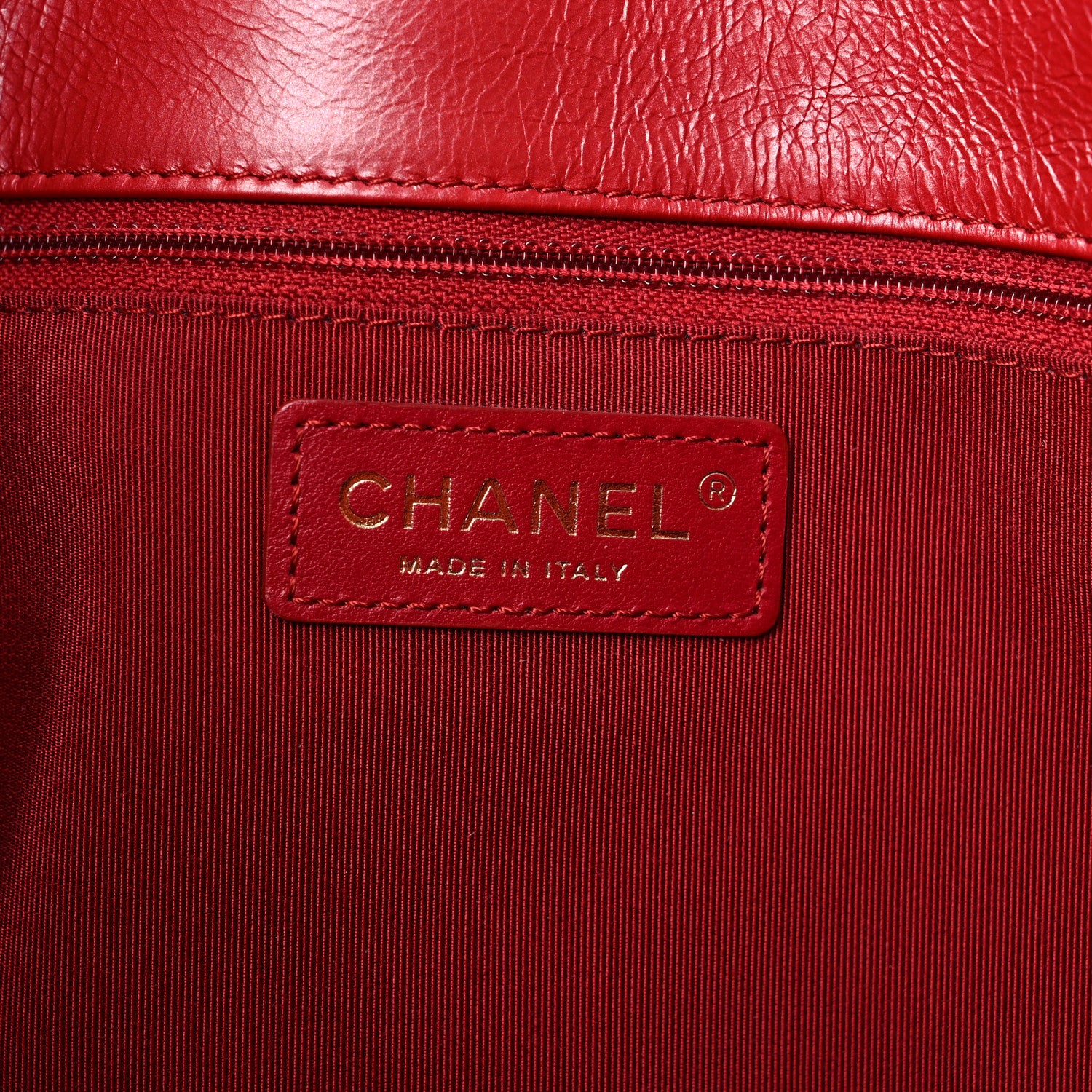 Chanel Aged Calfskin Quilted Drawstring Shopping Tote Red 5 of 10