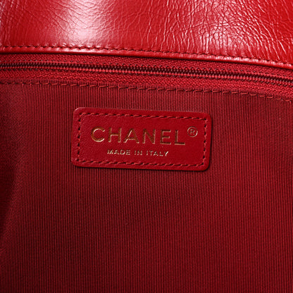 Chanel Aged Calfskin Quilted Drawstring Shopping Tote Red 5 of 10