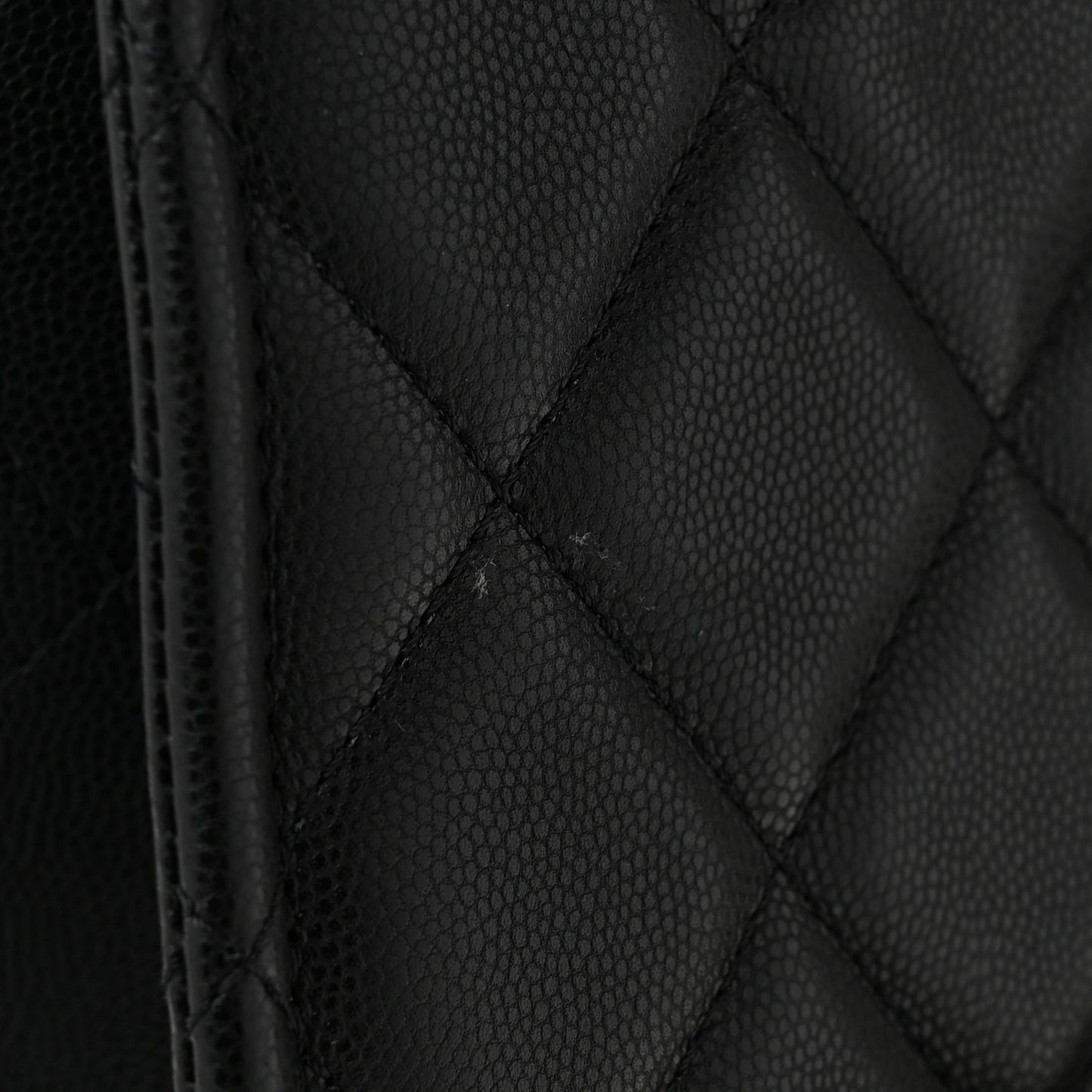 Caviar Quilted Sweet Vertical Shopping Tote Black