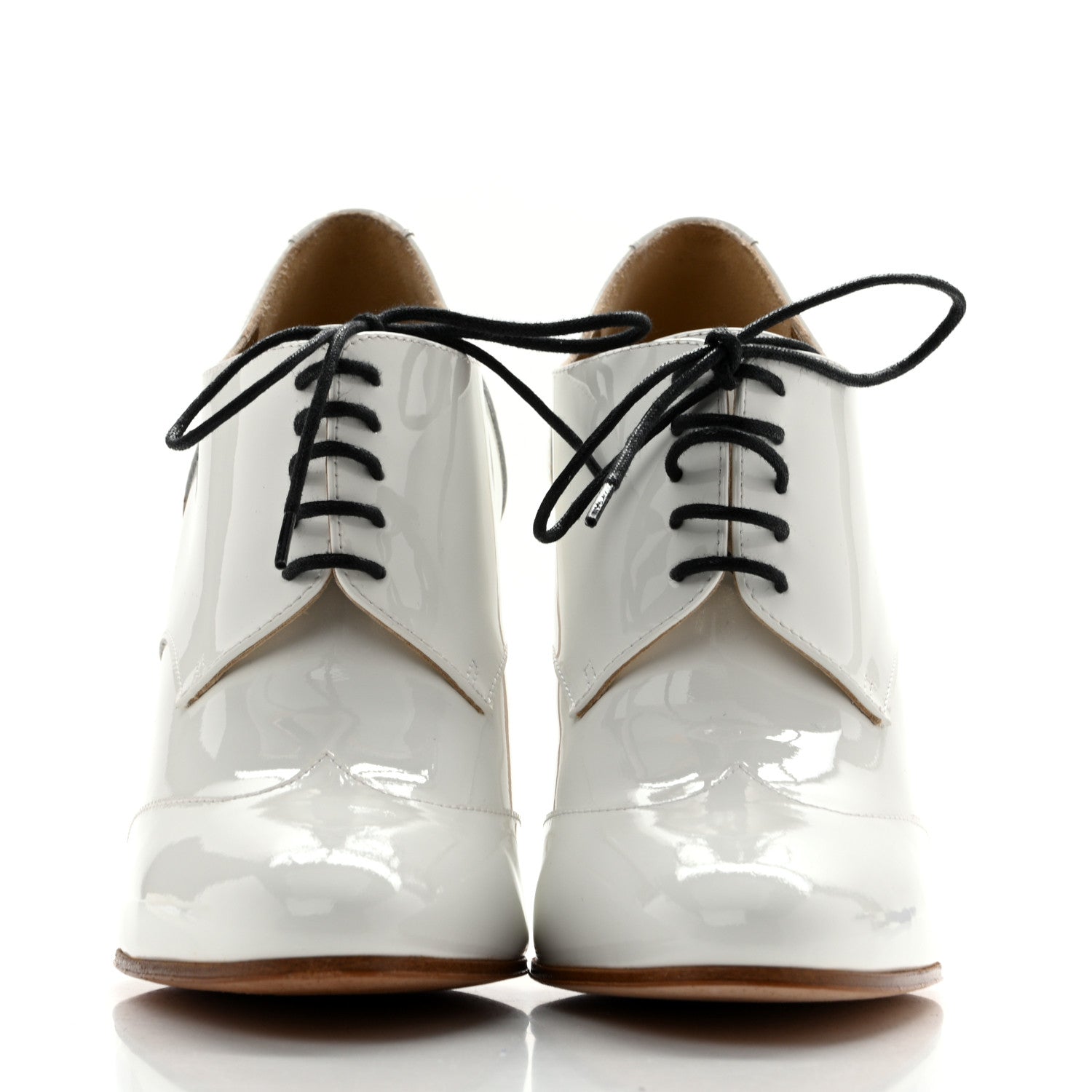 Chanel Patent CC Lace Up Ankle Boots 37.5 White 3 of 13