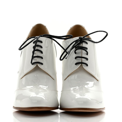 Chanel Patent CC Lace Up Ankle Boots 37.5 White 3 of 13
