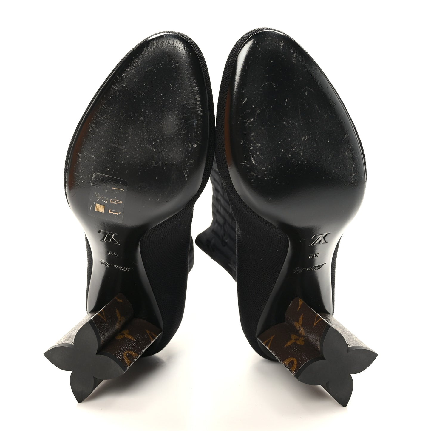 Monogram Stretch Fabric Silhouette Ankle Boots 39 Black