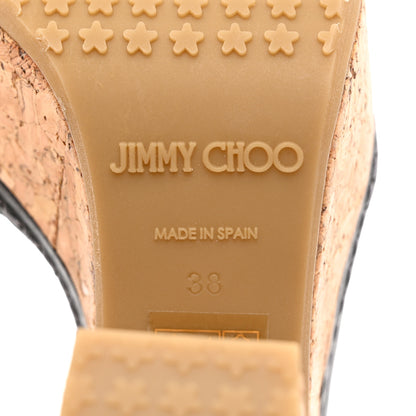 Jimmy Choo Cubed Coarse Suede Cork Naylor 135 Wedge Sandals 38 Black 7 of 9