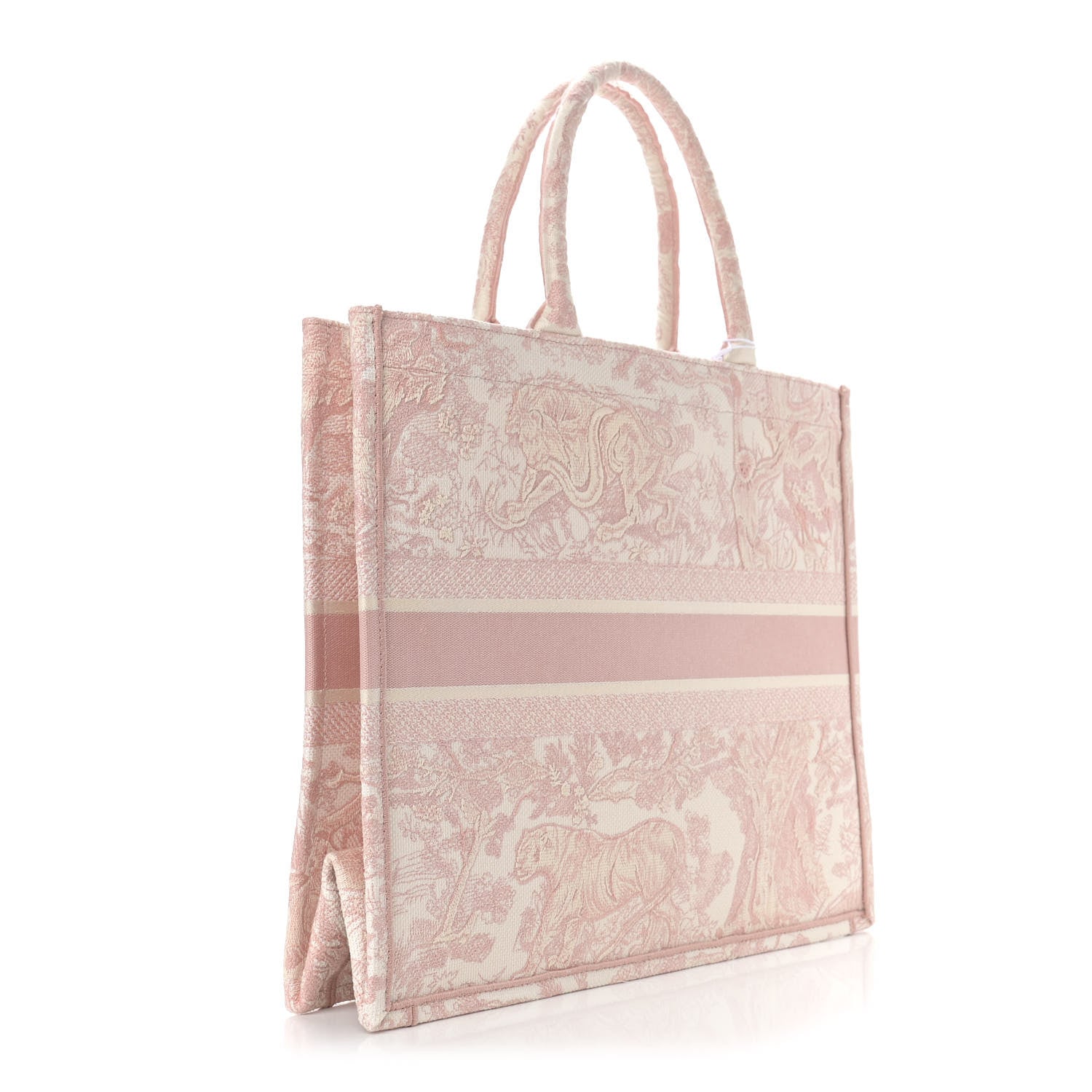 Christian Dior Canvas Toile De Jouy Embroidered Large Book Tote Pink 3 of 9