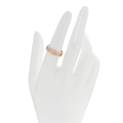 Cartier 18K Pink Gold Diamond 4mm LOVE Wedding Paved Band Ring 55 7.25 2 of 5