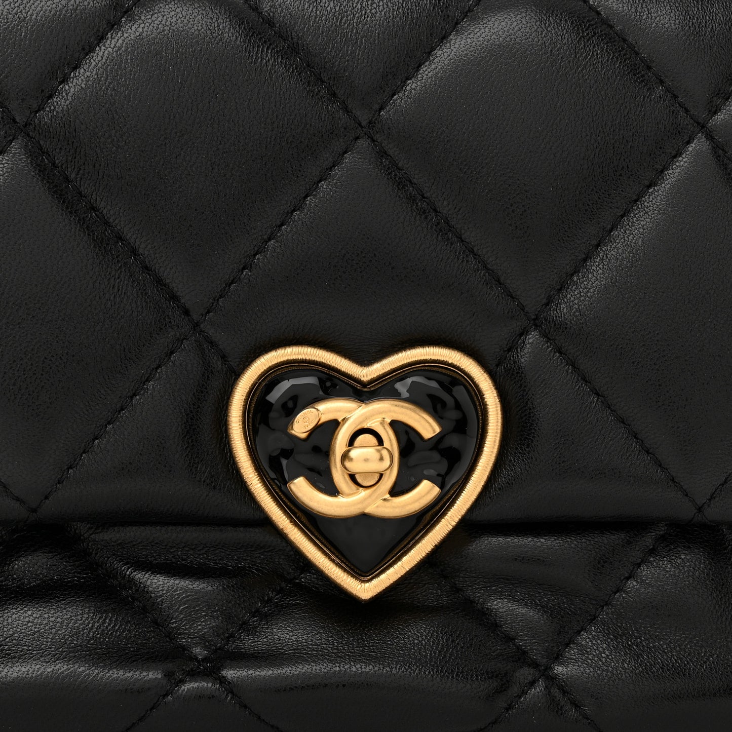Lambskin Plexiglass Quilted Coco Love Mini Flap Black