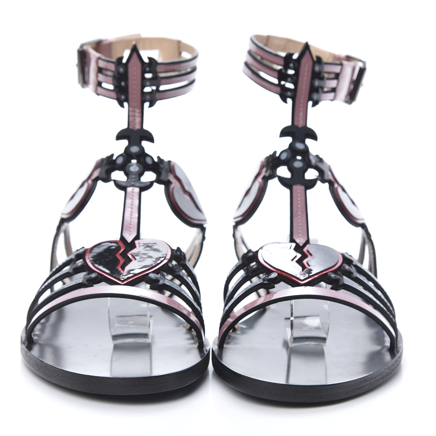 Nappa Loveblade Caged Flat Sandals 39 Black