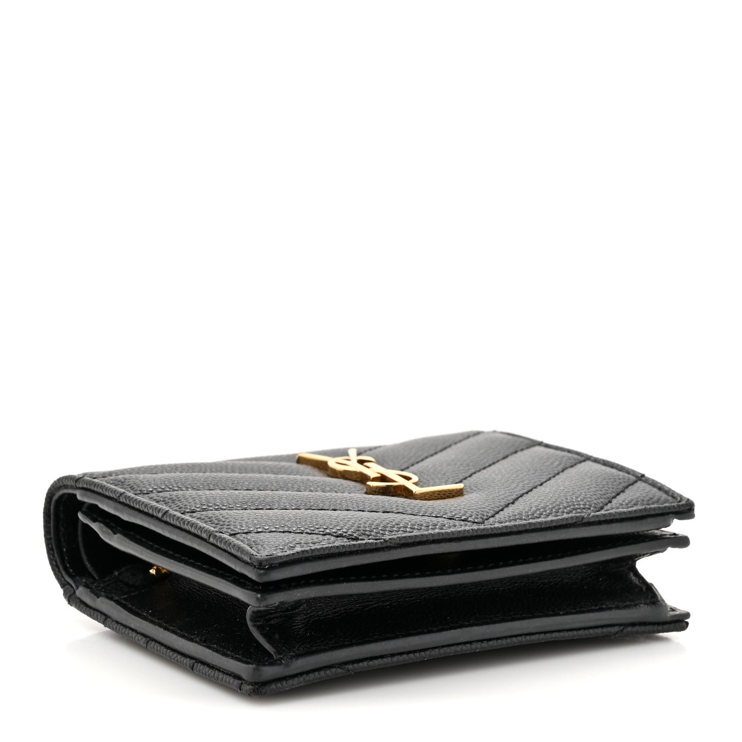 Grain De Poudre Matelasse Chevron Monogram Flap Card Case Black