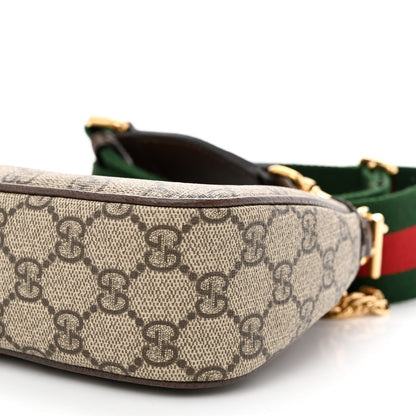 Gucci GG Supreme Monogram Textured Dollar Calfskin Web Small Ophidia GG Handbag Beige Ebony New Acero 10 of 10