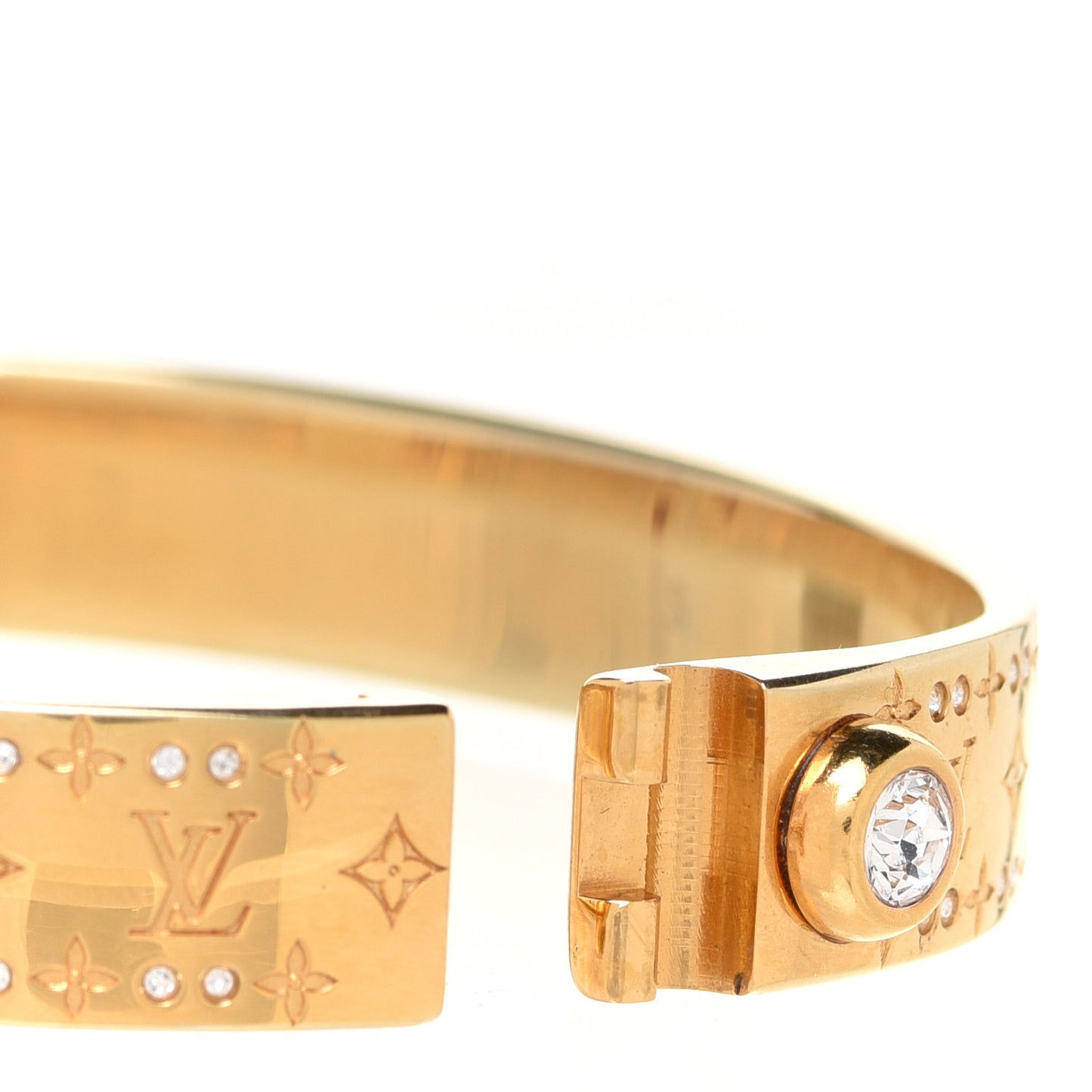 Brass Crystal Monogram Nanogram Strass Cuff S Gold