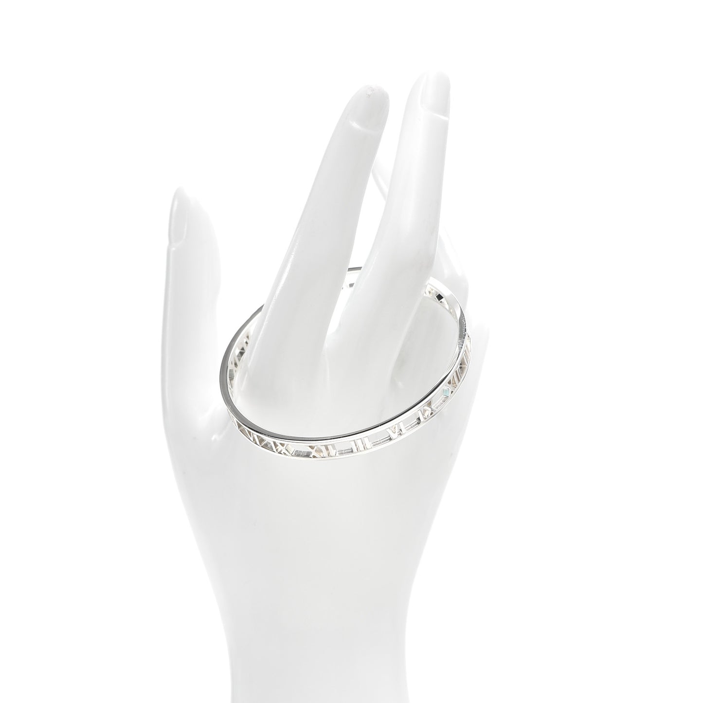 Sterling Silver Narrow Atlas Open Bangle Bracelet