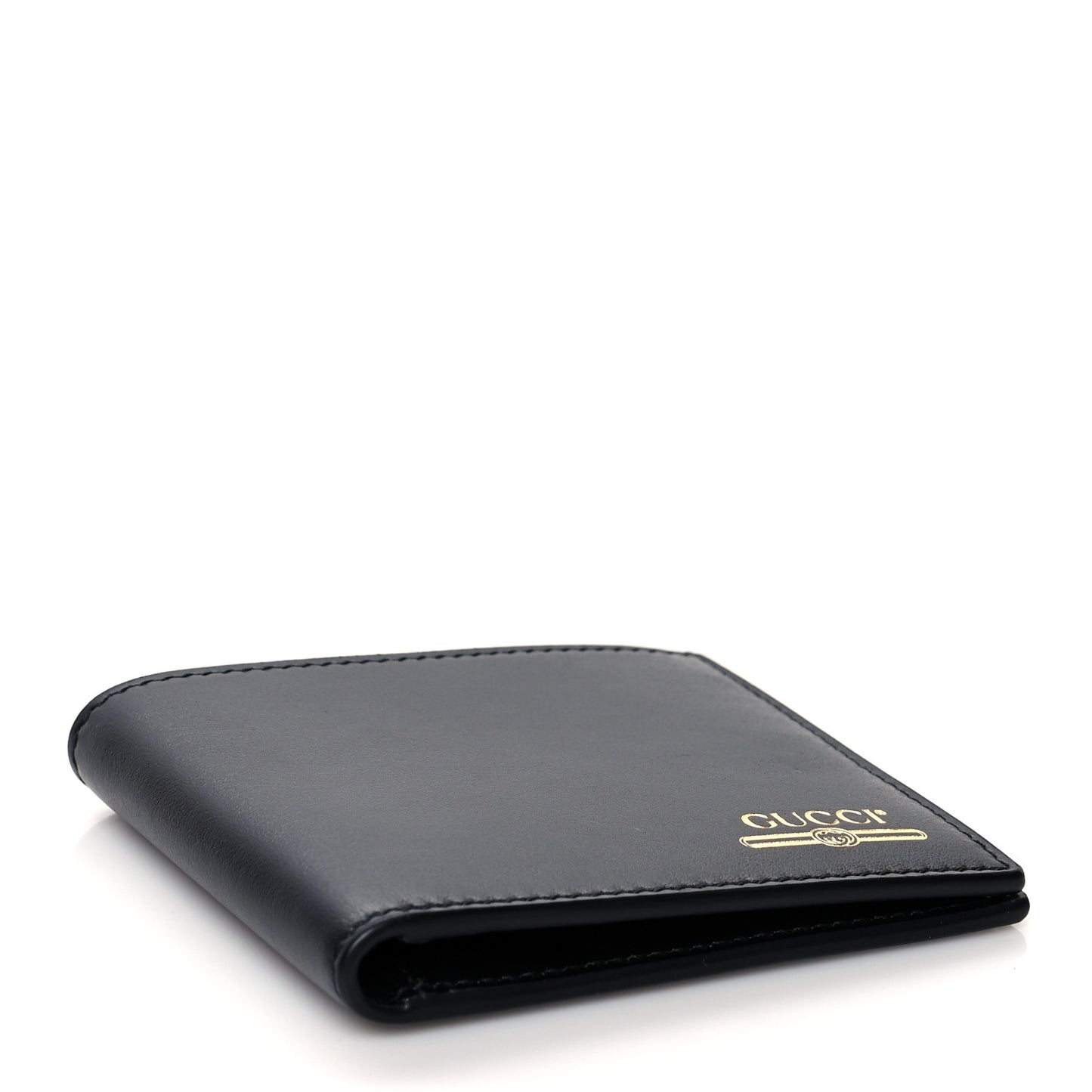 Plutone Calfskin Logo Bi-Fold Wallet Black