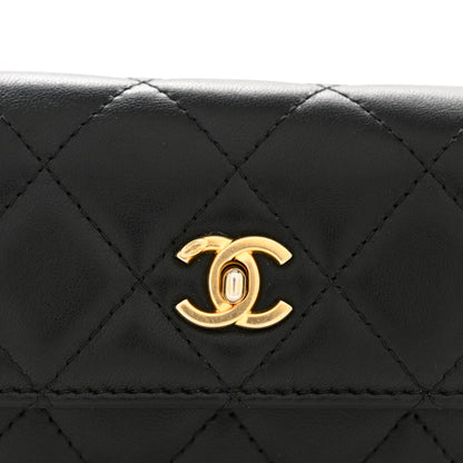 Chanel Lambskin Quilted Pearl Crush Clutch With Chain Black 12 of 14