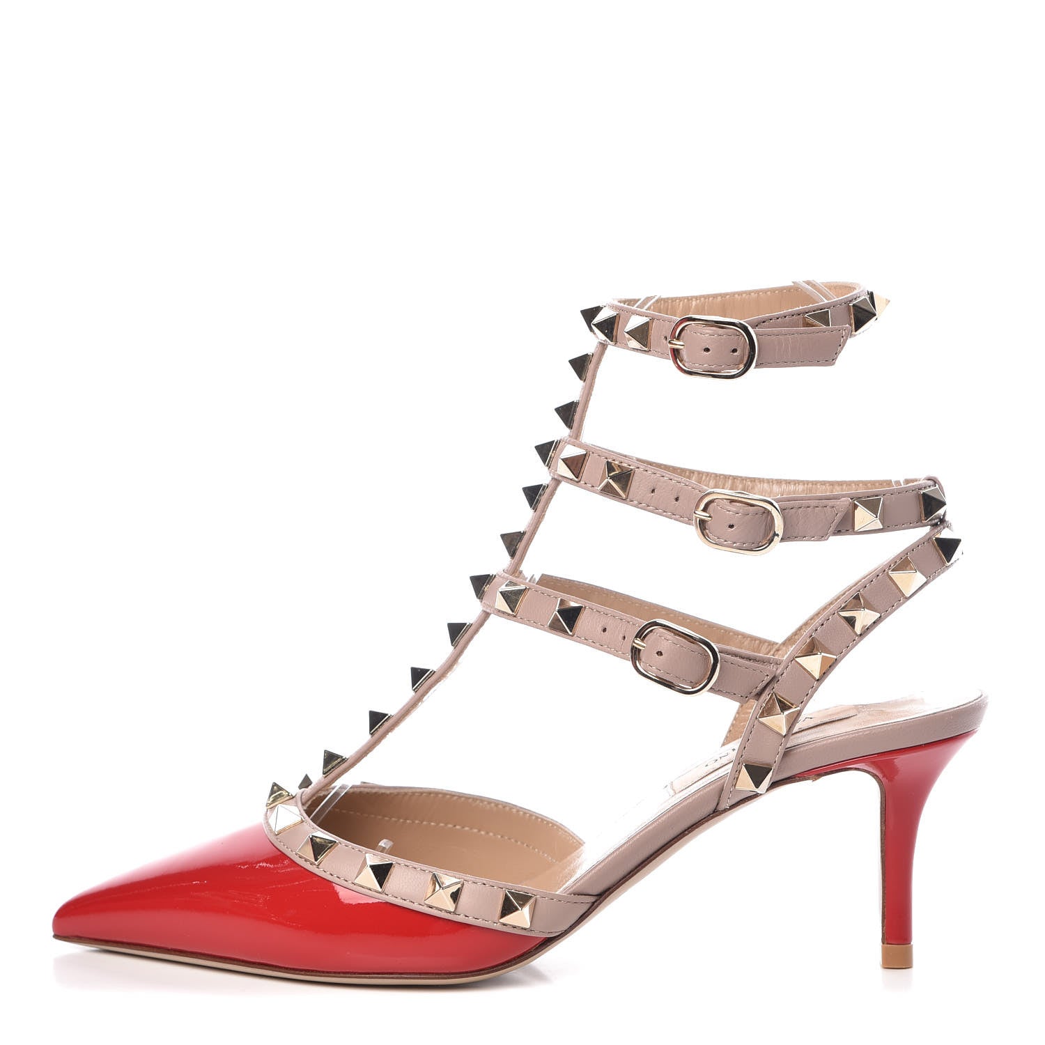 Valentino Garavani Patent Nappa Rockstud Ankle Strap 65mm Pumps 35 Rosso Valentino Poudre 1 of 12