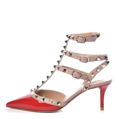 Valentino Garavani Patent Nappa Rockstud Ankle Strap 65mm Pumps 35 Rosso Valentino Poudre 1 of 12