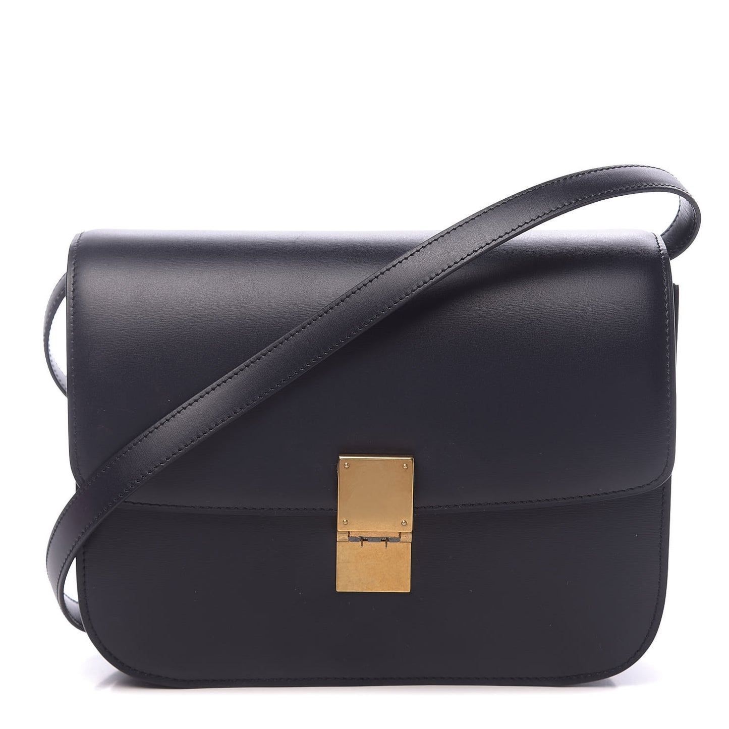 Box Calfskin Medium Classic Box Flap Bag Navy