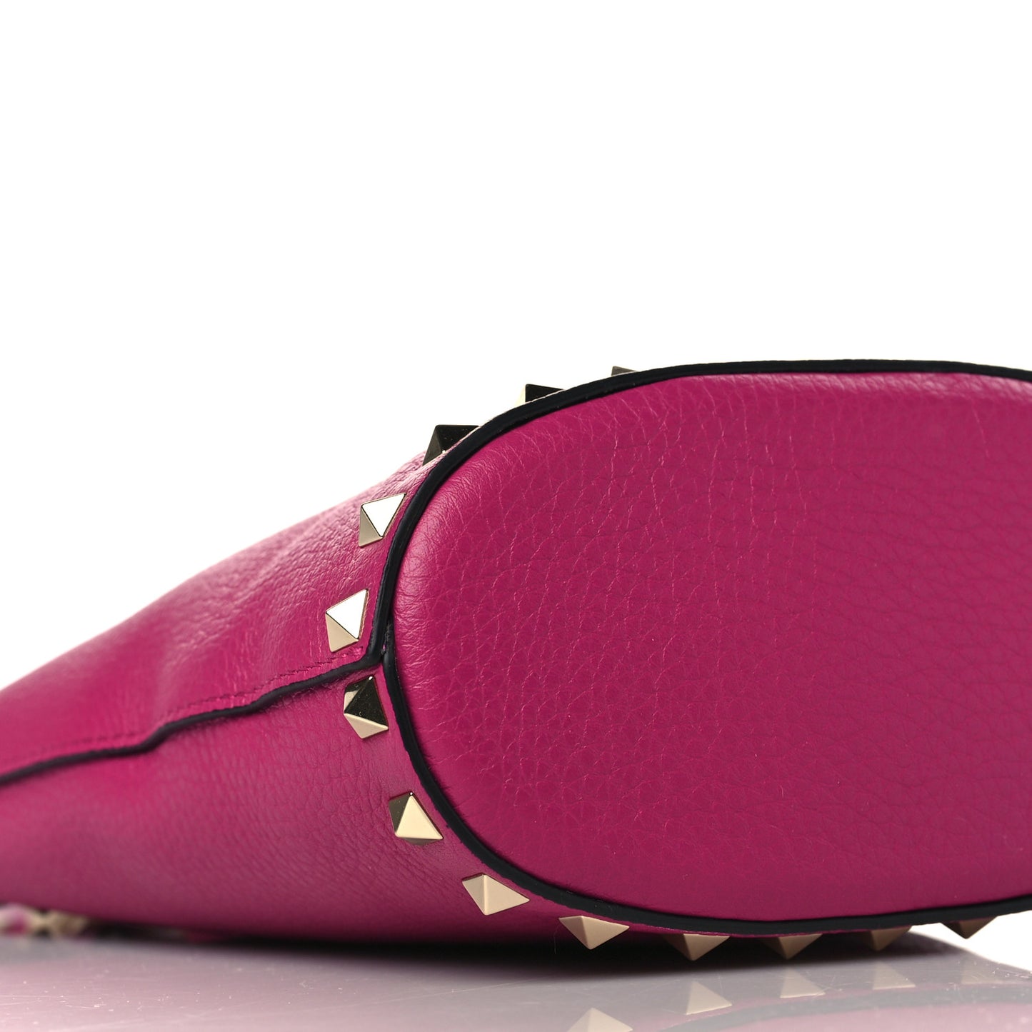 Pebbled Calfskin Rockstud Bucket Bag Rose Violet