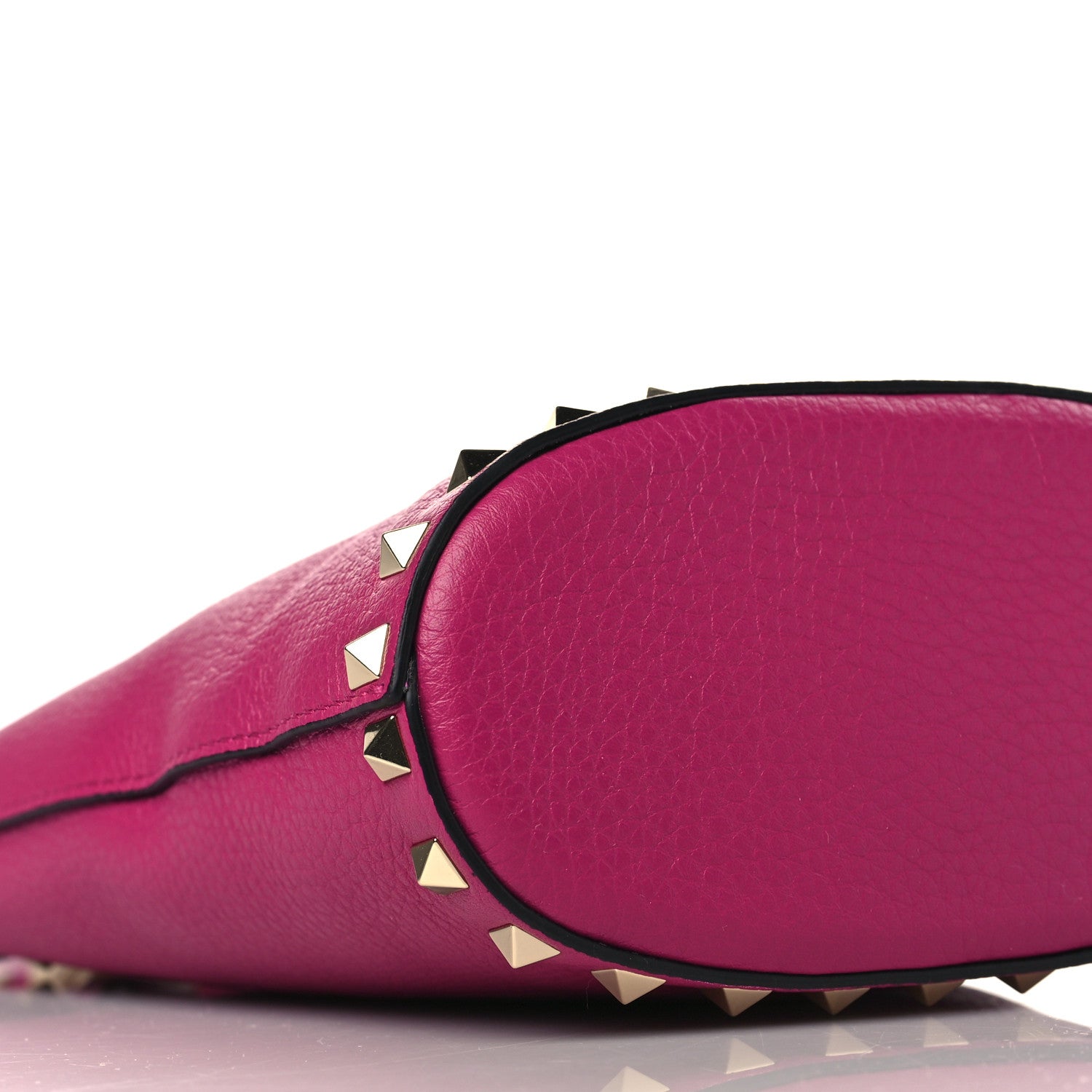 Valentino Garavani Pebbled Calfskin Rockstud Bucket Bag Rose Violet 7 of 8
