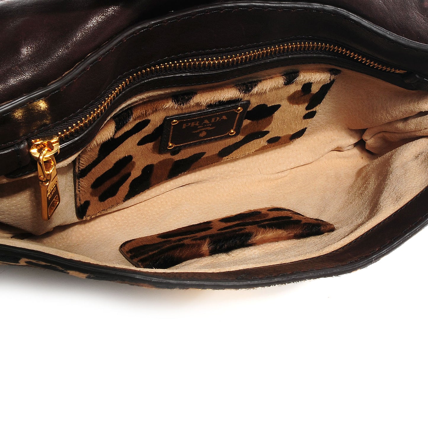 Calf Hair Leopard Print Pushlock Envelope Clutch Miele