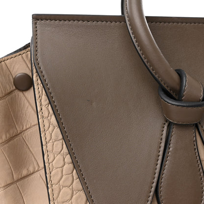 Celine Crocodile Embossed Nubuck Calfskin Small Tie Knot Tote Grey 11 of 17