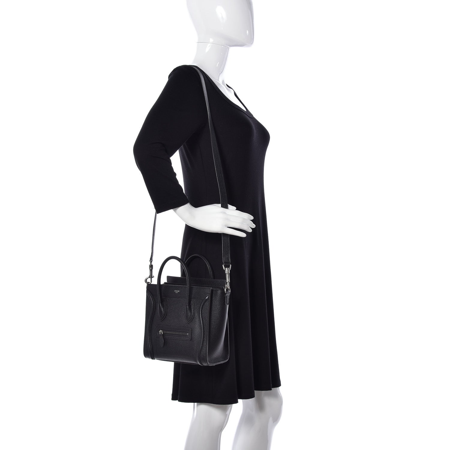 Celine Drummed Calfskin Nano Luggage Black 2 of 12