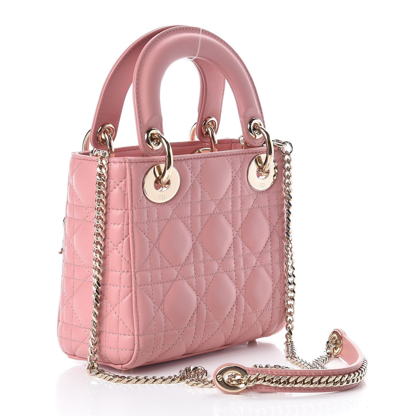 Lambskin Cannage Mini Lady Dior Rose Clair
