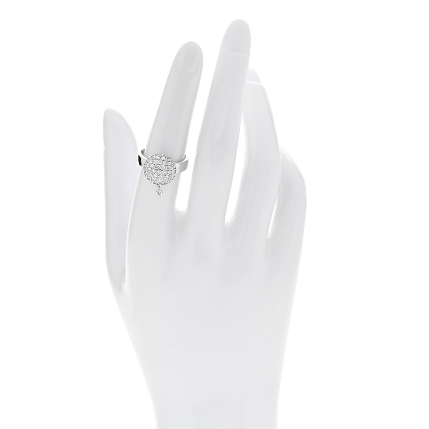 18K White Gold Diamond .60ctw Round Pave Charm Ring  53 6.25
