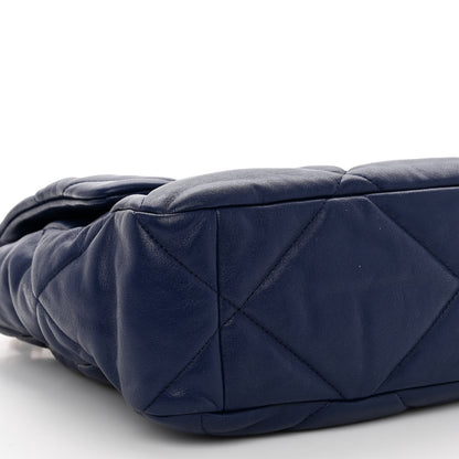Chanel Goatskin Quilted Large Chanel 19 Flap Dark Blue 8 of 9