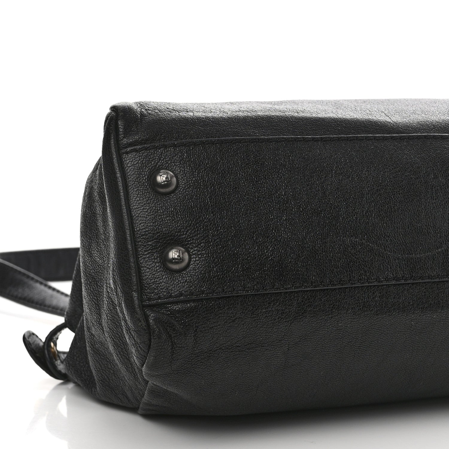 Fendi Goatskin Zucca Medium Peekaboo Iconic Satchel Black Tobacco 10 of 14
