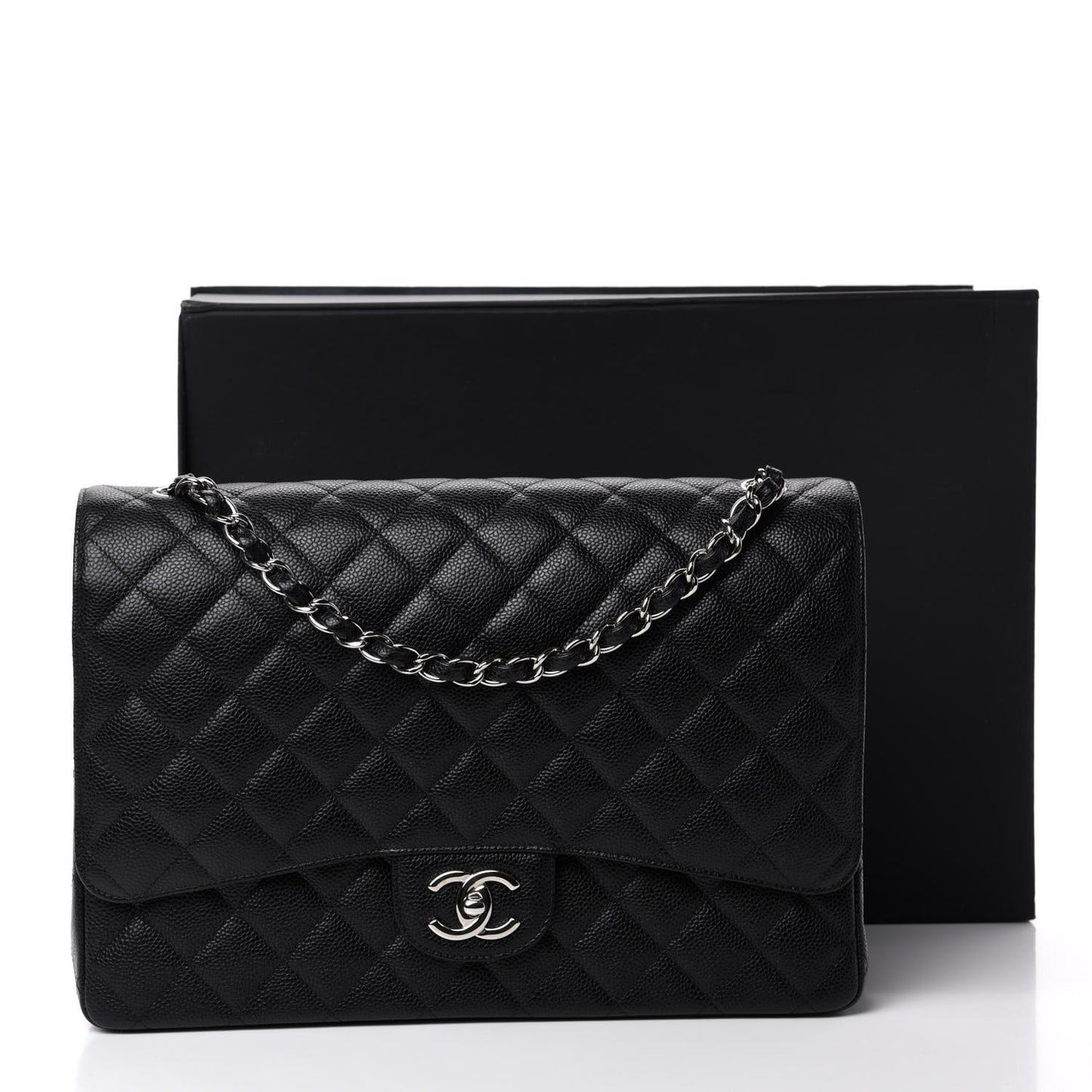 Caviar Quilted Maxi Double Flap Black