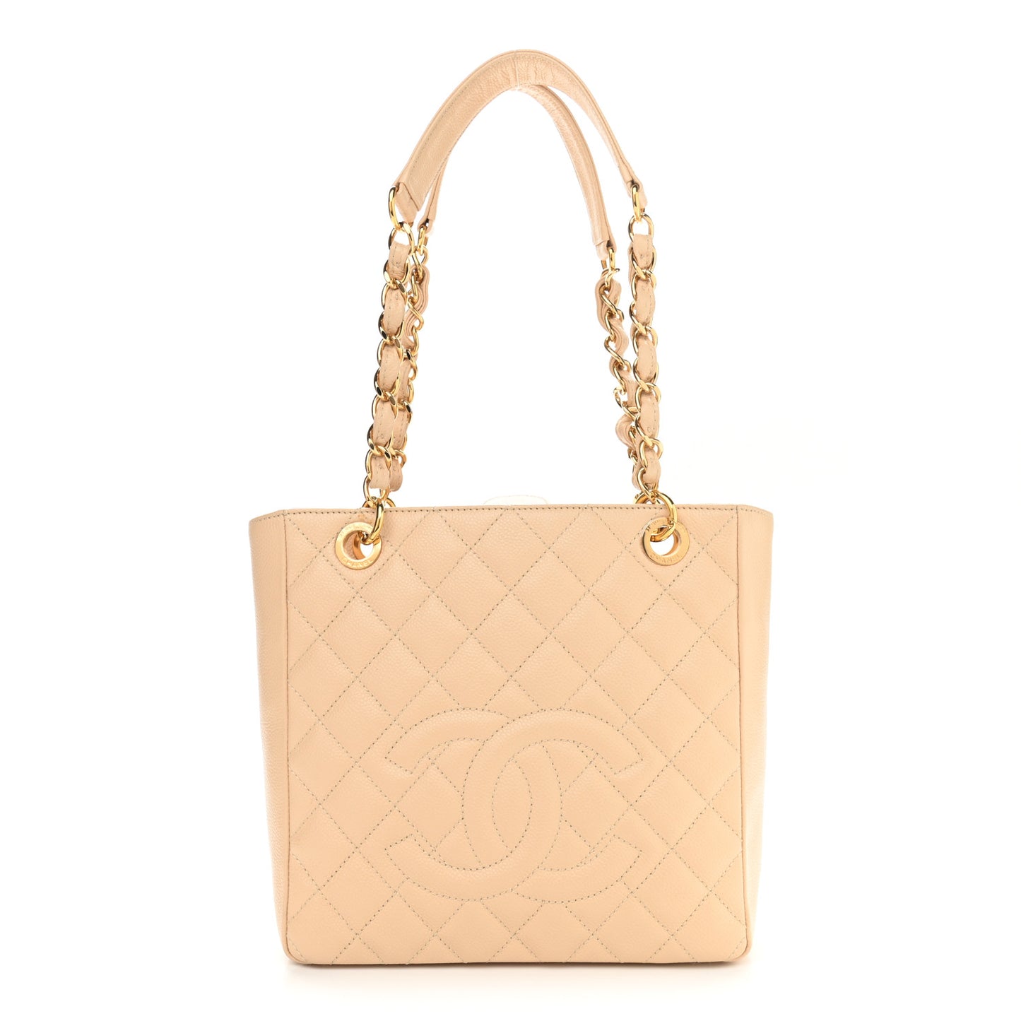 Caviar Quilted Petit Shopping Tote PST Beige Clair