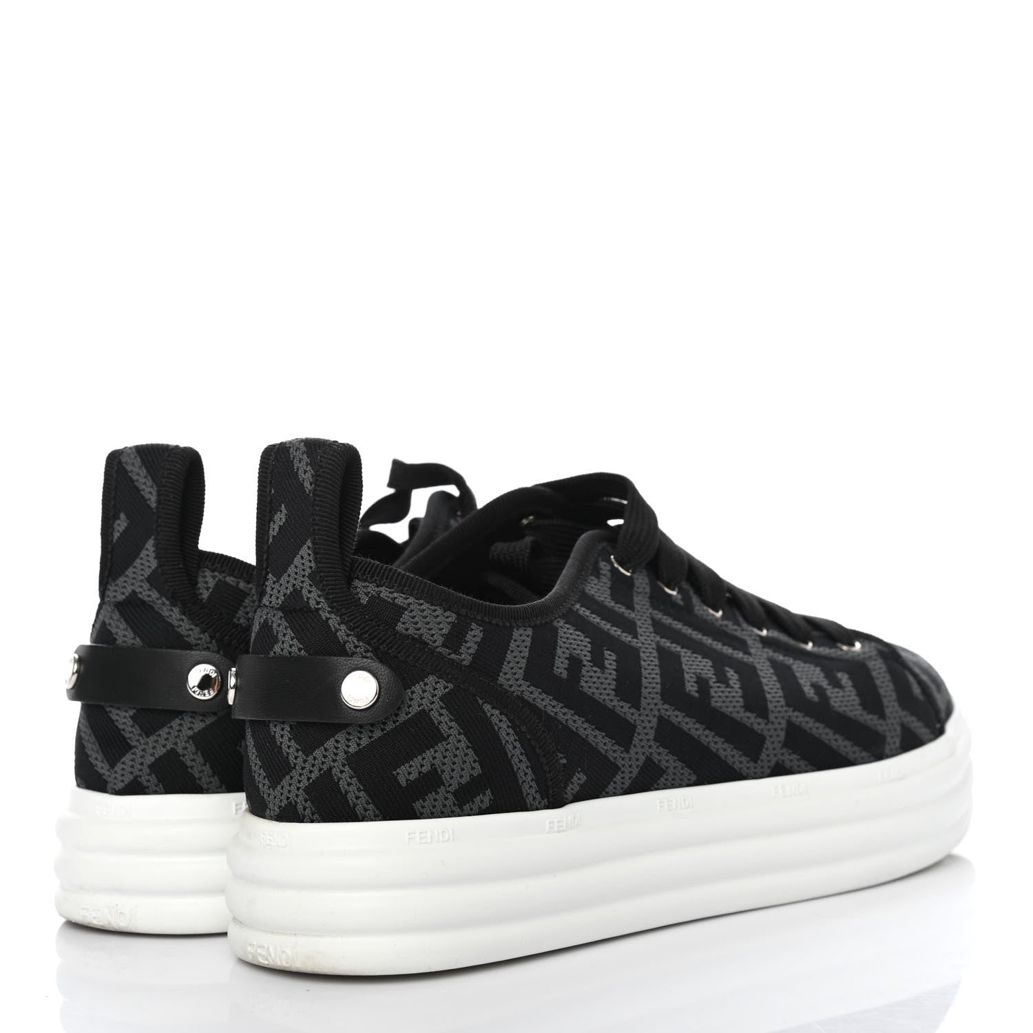 Fendi Fabric FF Micro-Perforated Rise Low Top Sneakers 37.5 Charcoal Black 3 of 4