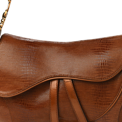 Christian Dior Lizard Double Saddle Bag Brown 10 of 15