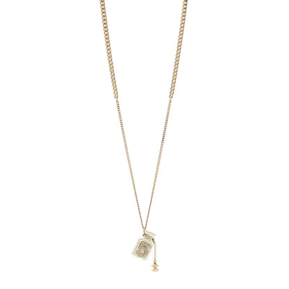 Chanel Crystal Pearl CC No. 5 Perfume Bottle Necklace White Gold 1 of 6