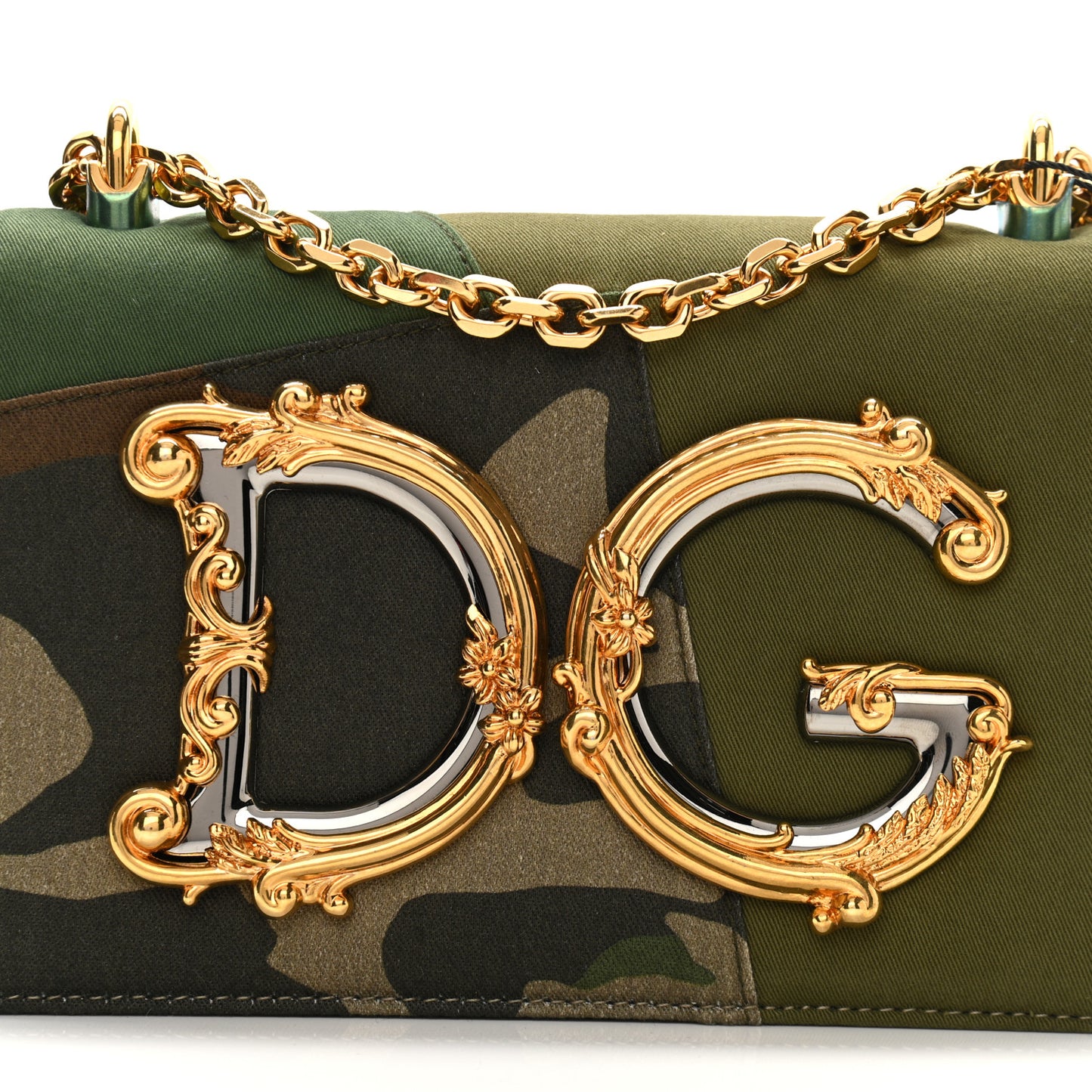 Cotton Camouflage Patchwork DG Girls Shoulder Bag Multicolor