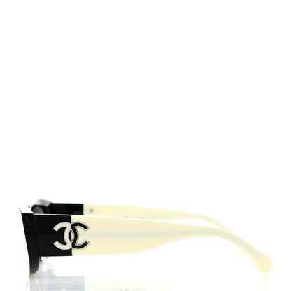 Chanel Acetate Rectangle Sunglasses 5525 Black White 3 of 8