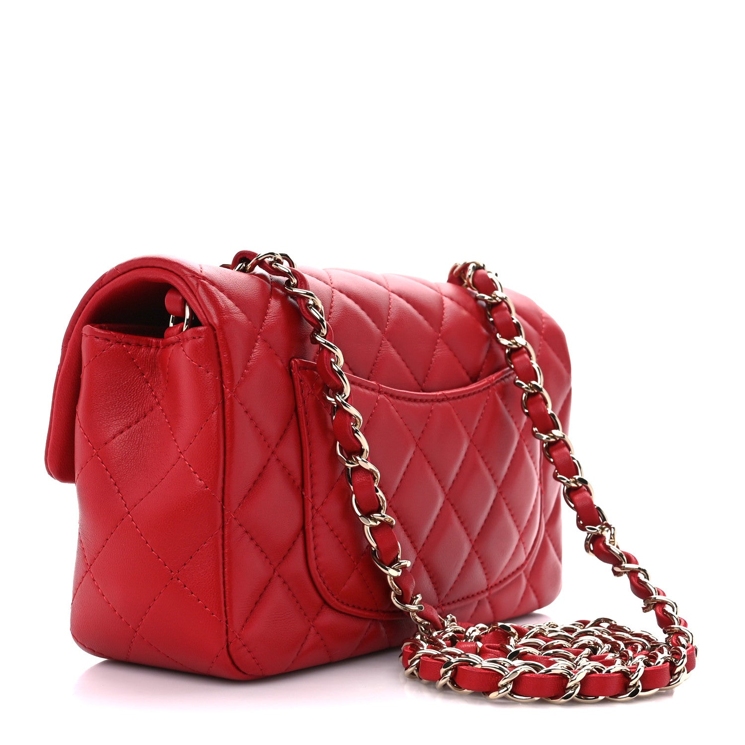 Chanel Lambskin Quilted Mini Rectangular Flap Red 3 of 12