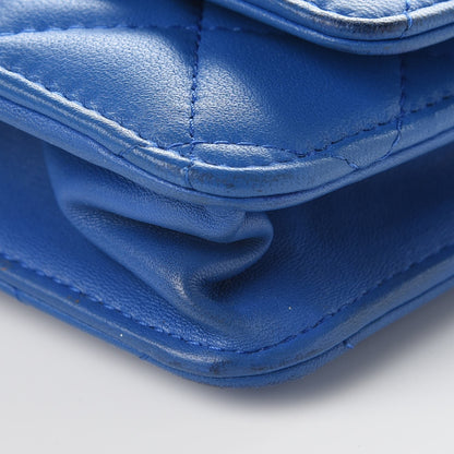 Chanel Lambskin Quilted Wallet On Chain WOC Blue 13 of 15
