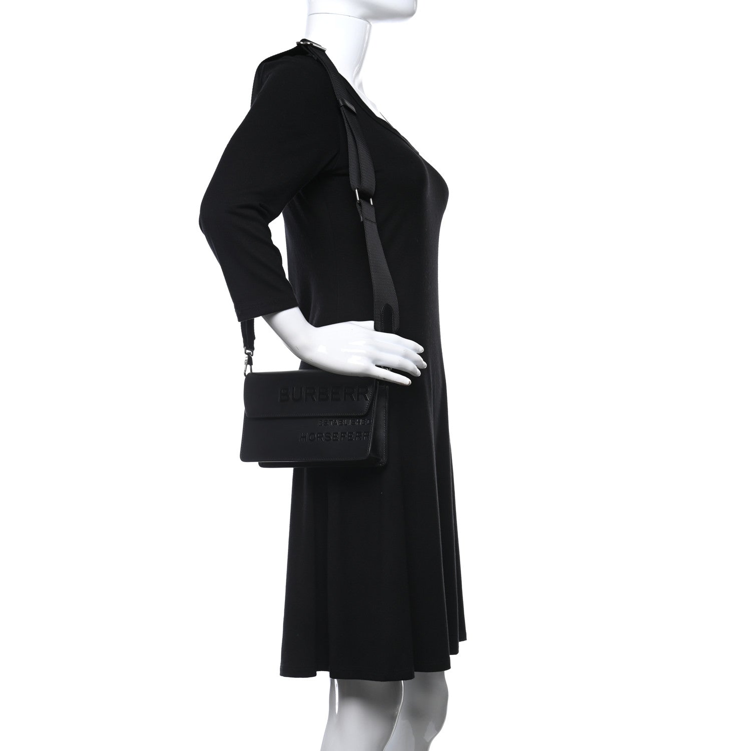 Burberry Calfskin Graphic Printed Oscar Crossbody Bag Black 2 of 9