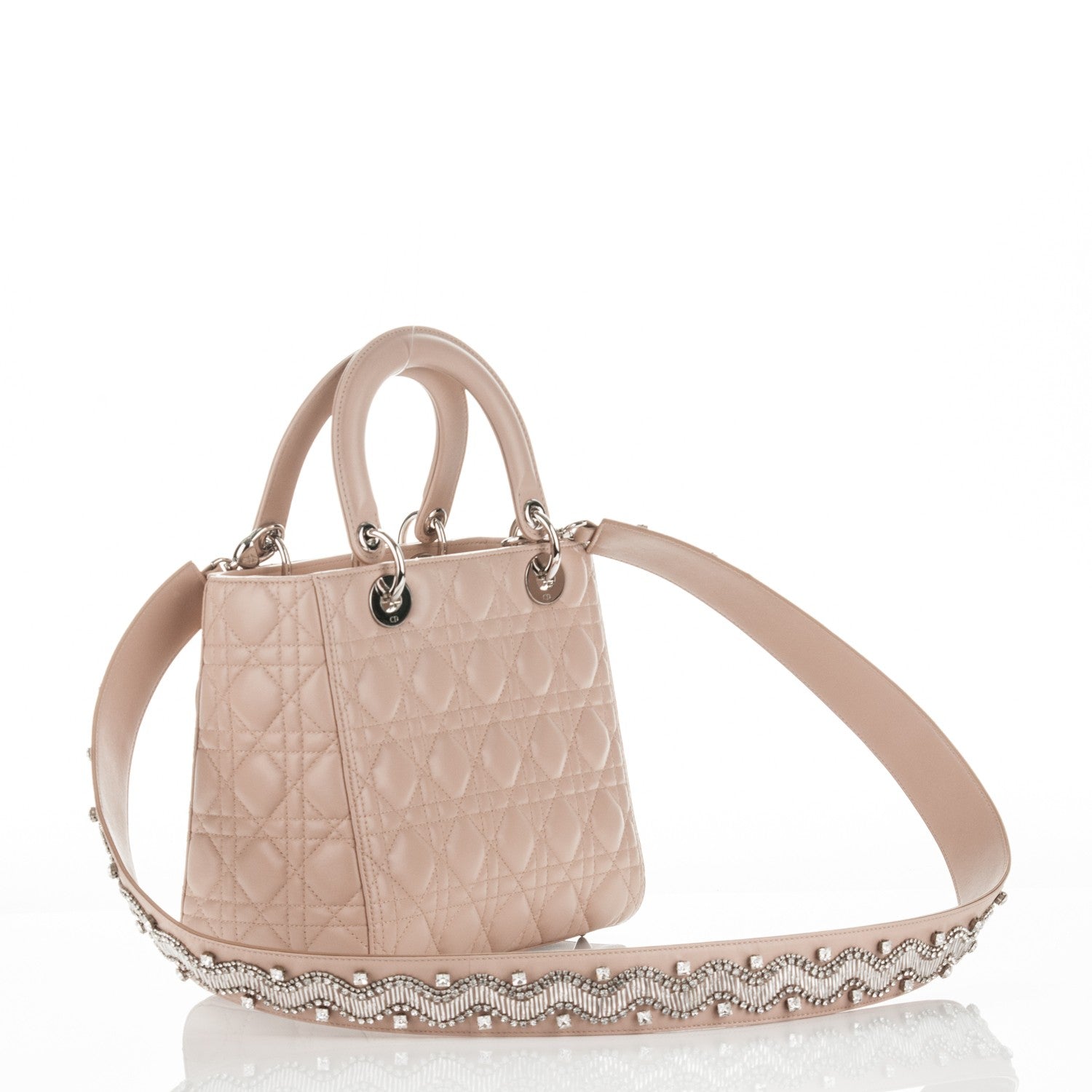 Christian Dior Lambskin Cannage Medium Lady Dior Beige 3 of 7