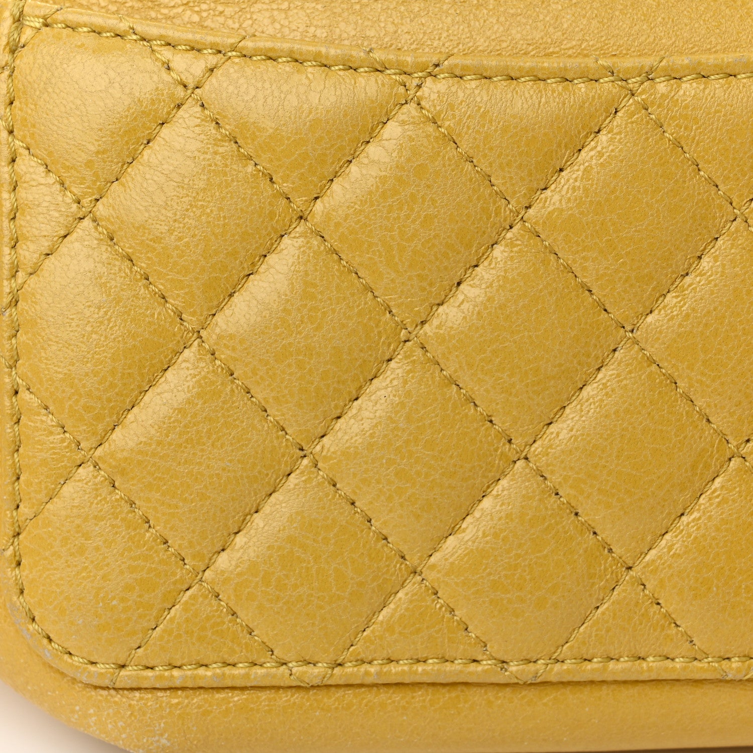 Chanel Crumpled Glazed Lambskin Quilted Waist Bag Fanny Pack Yellow 12 of 12